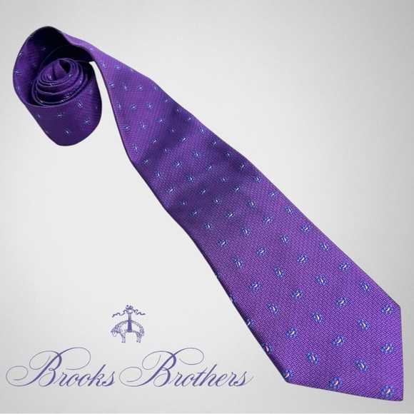 Brooks Brothers Purple Dot Silk Tie - Picture 1 of 6